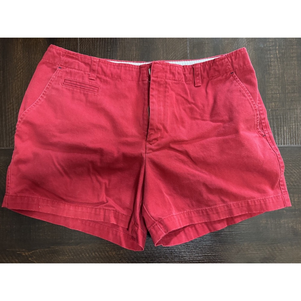 Tommy Hilfiger Womens Red Chino Shorts Size 12 Flat Front Mid Rise #1134